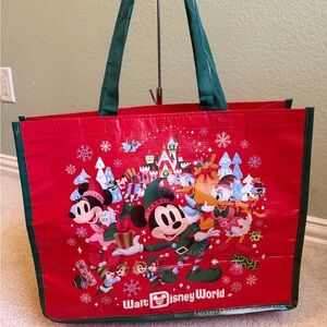 Disney Red and Green Holiday Tote Bag